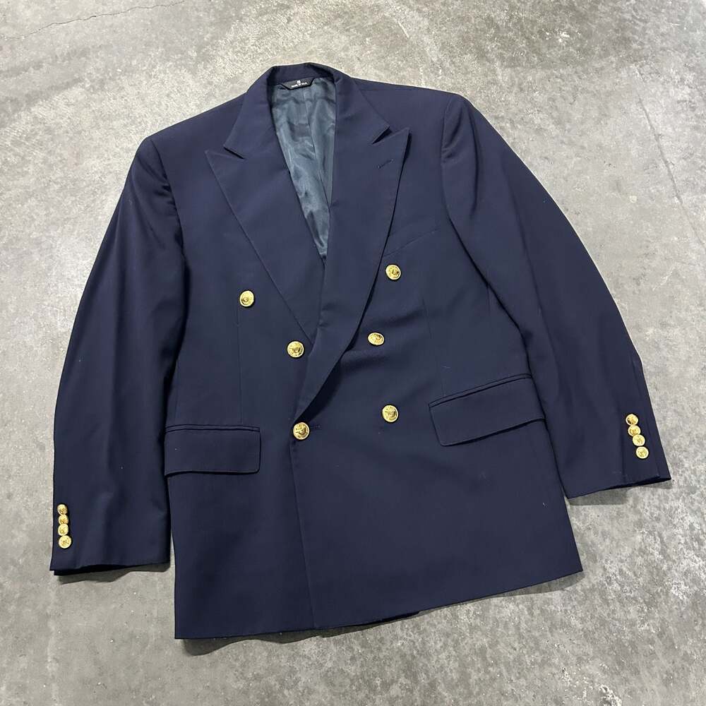 Polo University Club by Ralph Lauren Vintage Navy Wool Double-Breasted Blazer